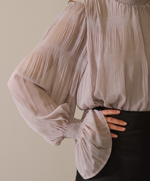 Lace Ladies(レースレディース)の「ソリッドカラー キャンディ袖 フリル ギャザー ブラウス(シャツ/ブラウス・レディース・モカ/アイボリー/グレー/ブラック・FREE/S)」の15枚目の写真