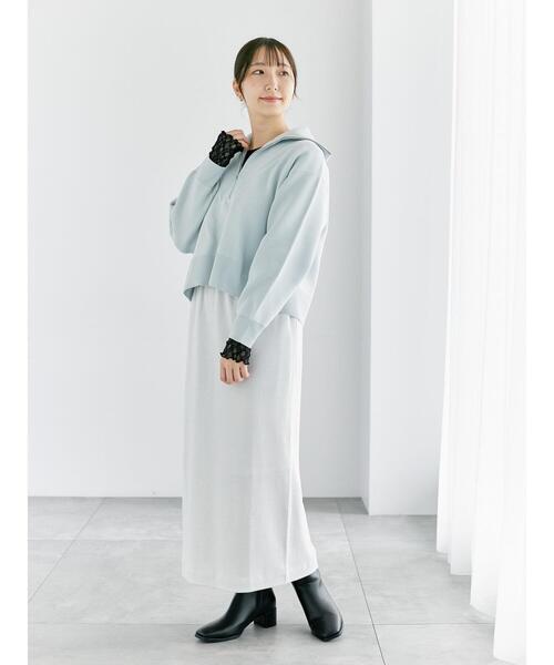 Te chichi TERRASSE(テチチテラス)の「無撚糸ハーフジップニット(ニット/セーター・レディース・サックスブルー/ブラック/オフホワイト・F)」の11枚目の写真