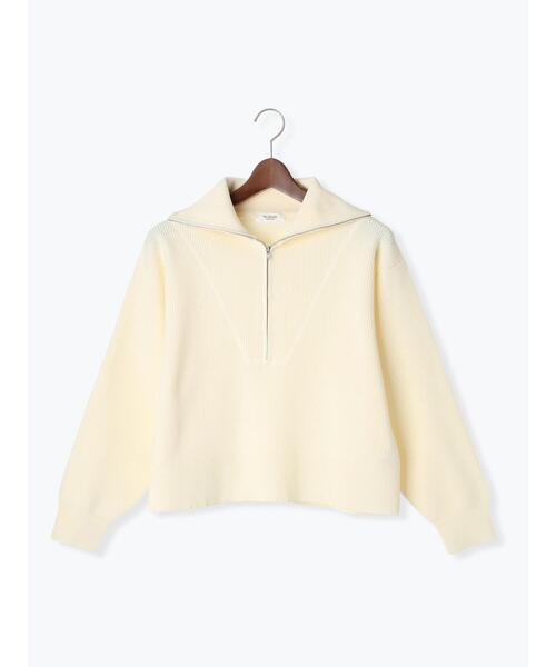 Te chichi TERRASSE(テチチテラス)の「無撚糸ハーフジップニット(ニット/セーター・レディース・サックスブルー/ブラック/オフホワイト・F)」の13枚目の写真