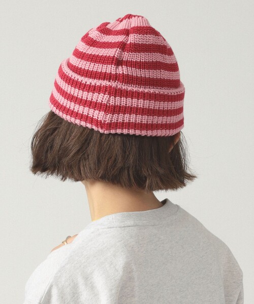 LEUCHTFEUER（ロイフトフォイヤー）の「【別注】LEUCHTFEUER / ボーダー ワッチ キャップ（ニットキャップ/ビーニー・レディース・グリーン/レッド・ONE SIZE）」の3枚目の写真