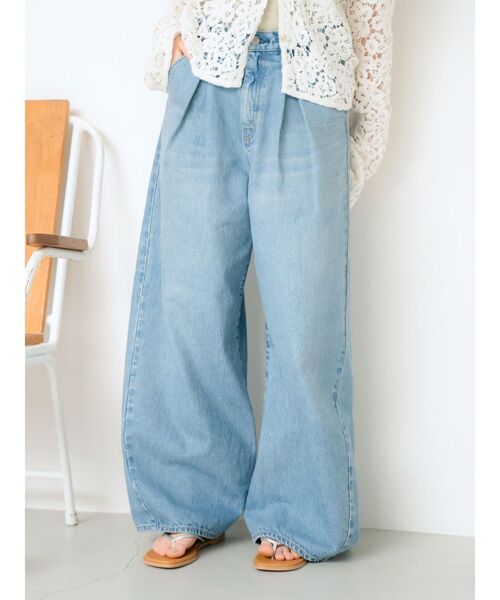 最終値下げ‼️ungridウエストタックデザインデニムワイドパンツ ウエストタックカーブデニム(デニムパンツ)|Ungrid(アン