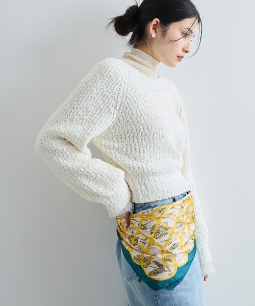 VIS（ビス）の「70×70フラワースカーフ（バンダナ/スカーフ・レディース・グリーン/ライトグリーン/クリーム・FREE）」の6枚目の写真