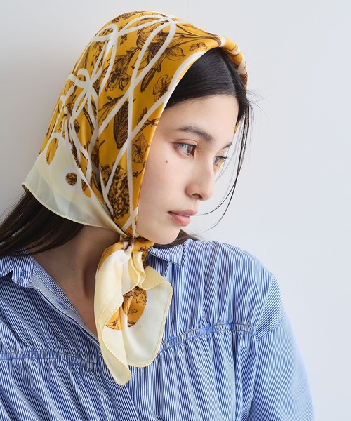 VIS（ビス）の「70×70フラワースカーフ（バンダナ/スカーフ・レディース・グリーン/ライトグリーン/クリーム・FREE）」の8枚目の写真