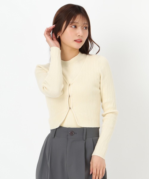 MISCH MASCH（ミッシュマッシュ）の「金ホックリブニットアンサンブル（ニット/セーター・レディース・ホワイト/ライトブルー/イエロー・ﾌﾘ-）」の8枚目の写真
