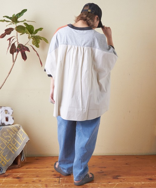 CUBE SUGAR（キューブシュガー）の「異素材切替ドルマンスリーブカーディガン（カーディガン/ボレロ・レディース・ホワイト/マルチ/トップグレー/オレンジ/スミクロ・M）」の12枚目の写真