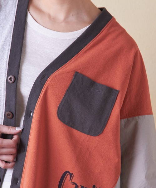 CUBE SUGAR（キューブシュガー）の「異素材切替ドルマンスリーブカーディガン（カーディガン/ボレロ・レディース・ホワイト/マルチ/トップグレー/オレンジ/スミクロ・M）」の8枚目の写真