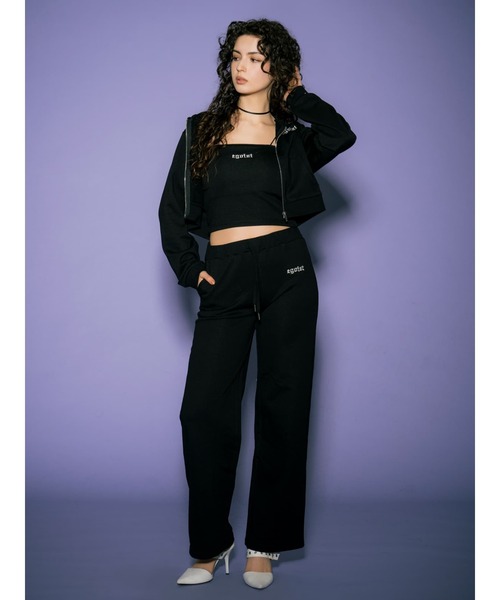 EGOIST（エゴイスト）の「ロゴ刺繍スウェットキャミトップ（キャミソール・レディース・ライトブラウン/ブラック/ライトグレー・FREE）」の6枚目の写真