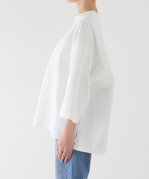 JOURNAL STANDARD LUXE(ジャーナルスタンダード ラックス)の「オーガニックテンジク クルーネックプルオーバー(Tシャツ/カットソー・レディース・アイボリー/ブラック/ホワイト・FREE)」の7枚目の写真