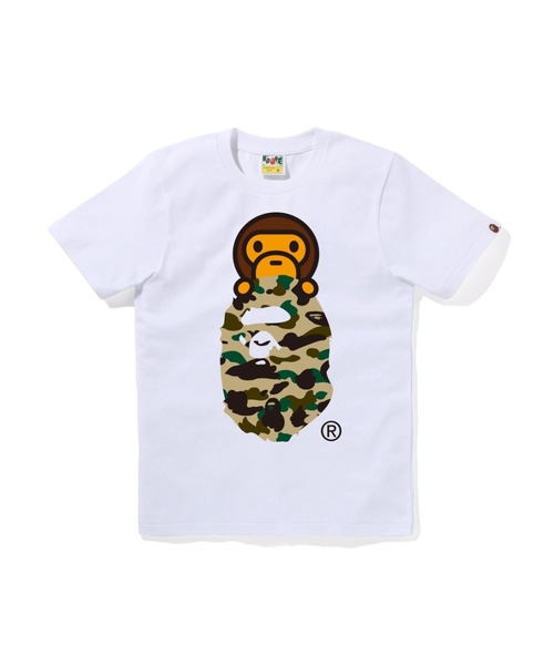 A BATHING APE（アベイシングエイプ）の「1ST CAMO MILO ON APE HEAD TEE（Tシャツ/カットソー・レディース・ホワイト×グレー/ブラック×グリーン/ホワイト×グリーン/ホワイト×イエロー/ブラック×グレー/ブラック×イエロー・SMALL/XX-SMALL/MEDIUM/X-SMALL）」の3枚目の写真
