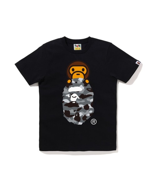 A BATHING APE（アベイシングエイプ）の「1ST CAMO MILO ON APE HEAD TEE（Tシャツ/カットソー・レディース・ホワイト×グレー/ブラック×グリーン/ホワイト×グリーン/ホワイト×イエロー/ブラック×グレー/ブラック×イエロー・SMALL/XX-SMALL/MEDIUM/X-SMALL）」の4枚目の写真