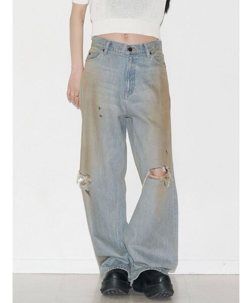 VEQUM（VEQUM）の「【VEQUM】KAI LOOSE JEANS（デニムパンツ・レディース・ブラック/ライトブルー・26/25/24）」の3枚目の写真