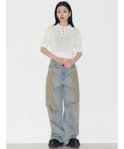 VEQUM（VEQUM）の「【VEQUM】KAI LOOSE JEANS（デニムパンツ・レディース・ブラック/ライトブルー・26/25/24）」の4枚目の写真