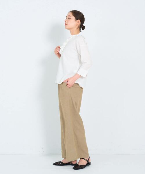 ADIEU TRISTESSE（アデュートリステス）の「フリルカラープルオーバーブラウス（シャツ/ブラウス・レディース・オフホワイト/パープル/チェック・38）」の6枚目の写真