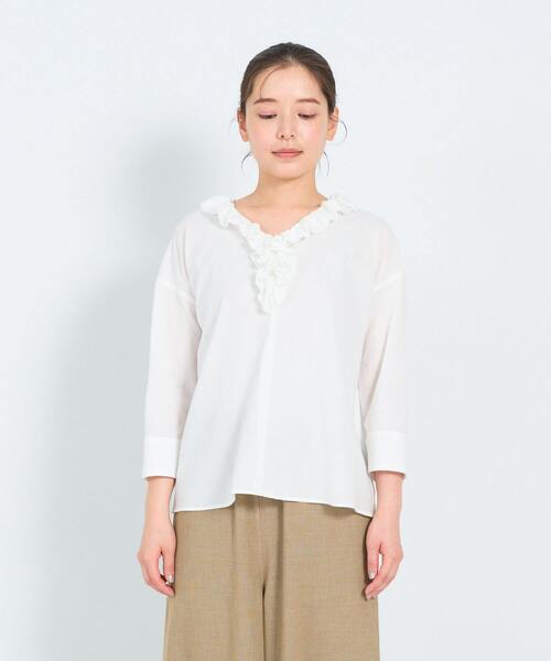 ADIEU TRISTESSE（アデュートリステス）の「フリルカラープルオーバーブラウス（シャツ/ブラウス・レディース・オフホワイト/パープル/チェック・38）」の9枚目の写真