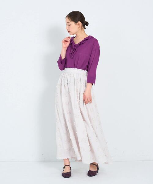 ADIEU TRISTESSE（アデュートリステス）の「フリルカラープルオーバーブラウス（シャツ/ブラウス・レディース・オフホワイト/パープル/チェック・38）」の12枚目の写真