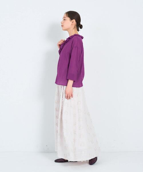 ADIEU TRISTESSE（アデュートリステス）の「フリルカラープルオーバーブラウス（シャツ/ブラウス・レディース・オフホワイト/パープル/チェック・38）」の14枚目の写真