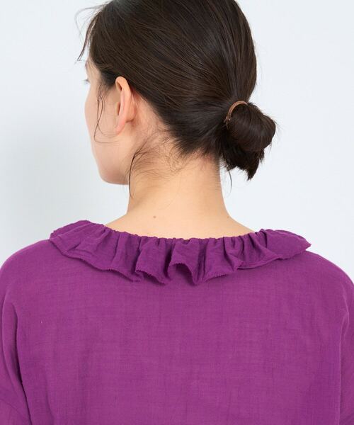 ADIEU TRISTESSE（アデュートリステス）の「フリルカラープルオーバーブラウス（シャツ/ブラウス・レディース・オフホワイト/パープル/チェック・38）」の21枚目の写真