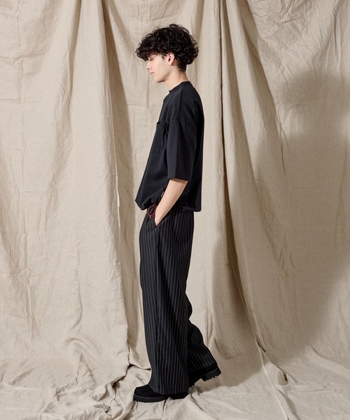 WETTEMPT（ウィテンプト）の「BICOLOR DRAW CORD TEE / バイカラードローコードT（Tシャツ/カットソー・メンズ・ネイビー/オフホワイト/杢グレー/ブラック/ダークネイビー/ピンク/レッド/ブルー/ブラウン・SMALL/MEDIUM/LARGE）」の19枚目の写真