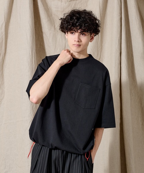 WETTEMPT（ウィテンプト）の「BICOLOR DRAW CORD TEE / バイカラードローコードT（Tシャツ/カットソー・メンズ・ネイビー/オフホワイト/杢グレー/ブラック/ダークネイビー/ピンク/レッド/ブルー/ブラウン・SMALL/MEDIUM/LARGE）」の12枚目の写真