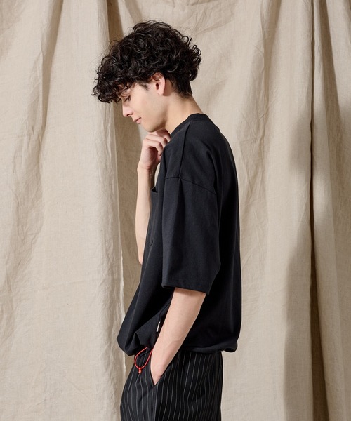 WETTEMPT（ウィテンプト）の「BICOLOR DRAW CORD TEE / バイカラードローコードT（Tシャツ/カットソー・メンズ・ネイビー/オフホワイト/杢グレー/ブラック/ダークネイビー/ピンク/レッド/ブルー/ブラウン・SMALL/MEDIUM/LARGE）」の13枚目の写真