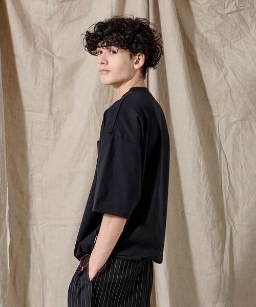 WETTEMPT（ウィテンプト）の「BICOLOR DRAW CORD TEE / バイカラードローコードT（Tシャツ/カットソー・メンズ・ネイビー/オフホワイト/杢グレー/ブラック/ダークネイビー/ピンク/レッド/ブルー/ブラウン・SMALL/MEDIUM/LARGE）」の14枚目の写真