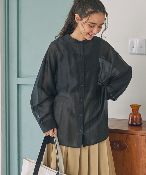 シーマリー cccmalie 長袖シアーシャツ　ネイビー シーマリー cccmalie 長袖シアーシャツ ネイビー - メルカリ