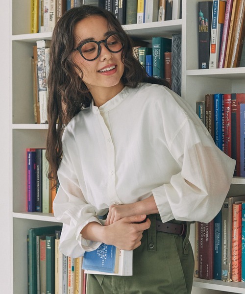 MONO-MART LADY'S（モノマートレディース）の「バンドカラー オーバーサイズ シアーシャツ ≪冷房対策/体型カバー≫（シャツ/ブラウス・レディース・アイボリー/ブラック/ネイビー/ブラウン・FREE）」の22枚目の写真