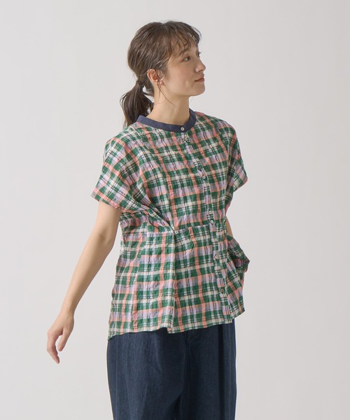 Kelen(ケレン)の「「KELEN / ケレン」 2WAYシルエットブラウス NORMA CHECK(シャツ/ブラウス・レディース・ブラック/グリーン・S/M)」の1枚目の写真