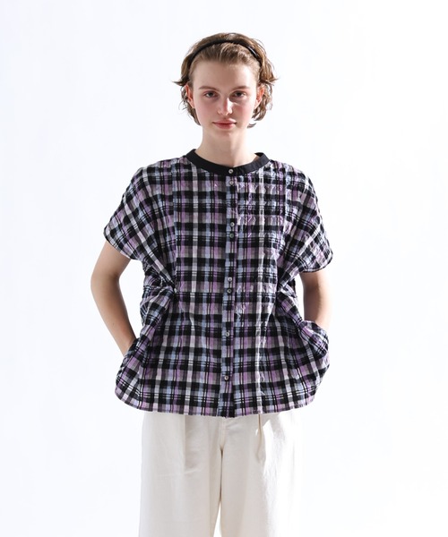 Kelen(ケレン)の「「KELEN / ケレン」 2WAYシルエットブラウス NORMA CHECK(シャツ/ブラウス・レディース・ブラック/グリーン・S/M)」の2枚目の写真