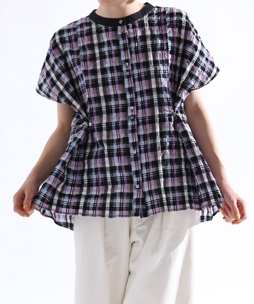 Kelen(ケレン)の「「KELEN / ケレン」 2WAYシルエットブラウス NORMA CHECK(シャツ/ブラウス・レディース・ブラック/グリーン・S/M)」の3枚目の写真