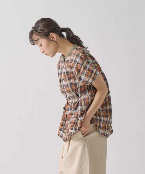 Kelen(ケレン)の「「KELEN / ケレン」 2WAYシルエットブラウス NORMA CHECK(シャツ/ブラウス・レディース・ブラック/グリーン・S/M)」の5枚目の写真