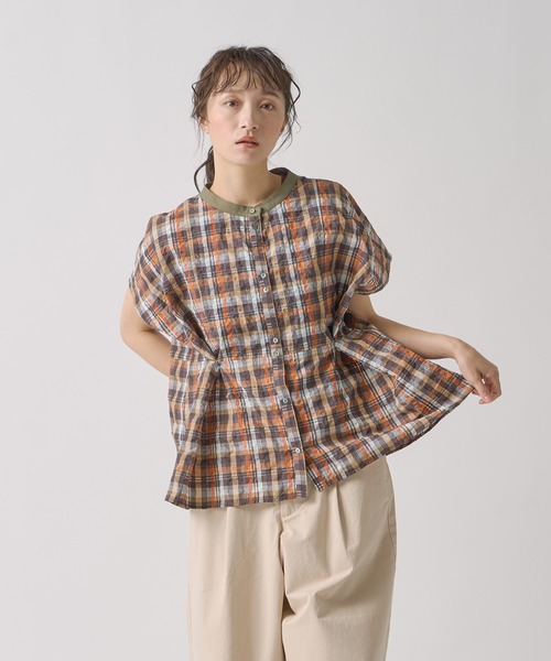 Kelen(ケレン)の「「KELEN / ケレン」 2WAYシルエットブラウス NORMA CHECK(シャツ/ブラウス・レディース・ブラック/グリーン・S/M)」の8枚目の写真