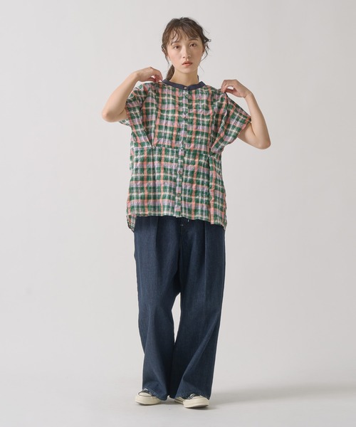 Kelen(ケレン)の「「KELEN / ケレン」 2WAYシルエットブラウス NORMA CHECK(シャツ/ブラウス・レディース・ブラック/グリーン・S/M)」の9枚目の写真