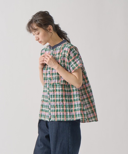 Kelen(ケレン)の「「KELEN / ケレン」 2WAYシルエットブラウス NORMA CHECK(シャツ/ブラウス・レディース・ブラック/グリーン・S/M)」の10枚目の写真