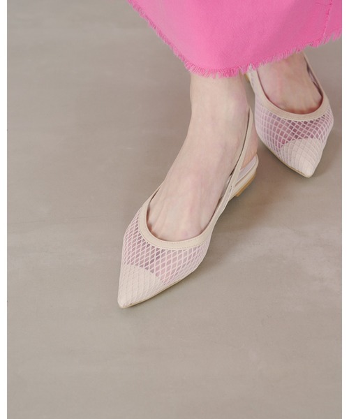 フィッシュネット バックストラップ フラット ミュール（サンダル