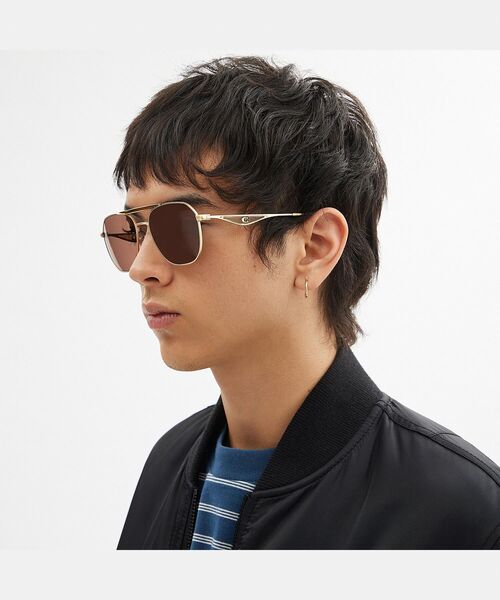 COACH(コーチ)の「C ハードウェア メタル ナビゲーター サングラス(サングラス・メンズ・グリーン系その他・ONE)」の5枚目の写真