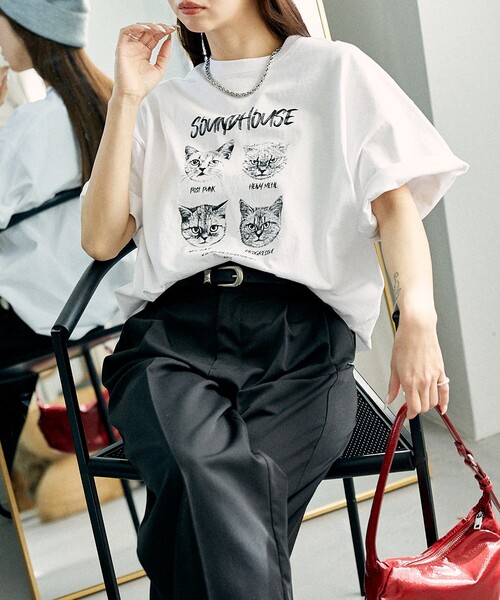 PUBLUX(パブリュクス)の「PUBLUX/パブリュクス ”SOUNDHOUSE” 4キャット アニマルプリントTシャツ 限定展開(Tシャツ/カットソー・レディース・オフホワイト/チャコールグレー・MEDIUM/SMALL/LARGE)」の1枚目の写真