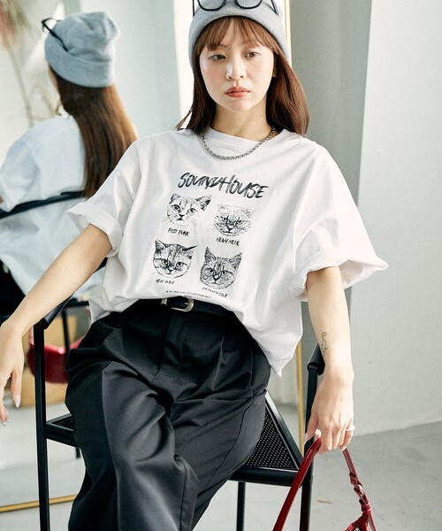 PUBLUX(パブリュクス)の「PUBLUX/パブリュクス ”SOUNDHOUSE” 4キャット アニマルプリントTシャツ 限定展開(Tシャツ/カットソー・レディース・オフホワイト/チャコールグレー・MEDIUM/SMALL/LARGE)」の16枚目の写真