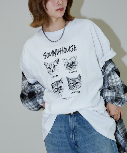 PUBLUX(パブリュクス)の「PUBLUX/パブリュクス ”SOUNDHOUSE” 4キャット アニマルプリントTシャツ 限定展開(Tシャツ/カットソー・レディース・オフホワイト/チャコールグレー・MEDIUM/SMALL/LARGE)」の14枚目の写真