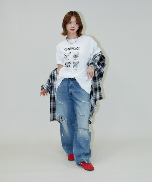PUBLUX(パブリュクス)の「PUBLUX/パブリュクス ”SOUNDHOUSE” 4キャット アニマルプリントTシャツ 限定展開(Tシャツ/カットソー・レディース・オフホワイト/チャコールグレー・MEDIUM/SMALL/LARGE)」の13枚目の写真