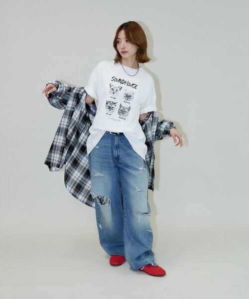 PUBLUX(パブリュクス)の「PUBLUX/パブリュクス ”SOUNDHOUSE” 4キャット アニマルプリントTシャツ 限定展開(Tシャツ/カットソー・レディース・オフホワイト/チャコールグレー・MEDIUM/SMALL/LARGE)」の12枚目の写真