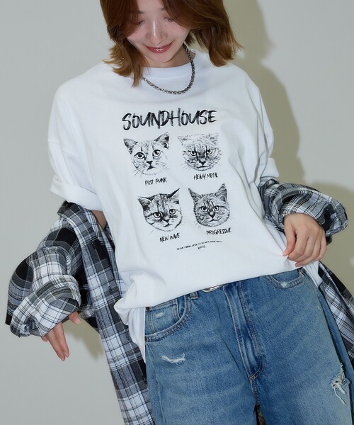 PUBLUX(パブリュクス)の「PUBLUX/パブリュクス ”SOUNDHOUSE” 4キャット アニマルプリントTシャツ 限定展開(Tシャツ/カットソー・レディース・オフホワイト/チャコールグレー・MEDIUM/SMALL/LARGE)」の11枚目の写真