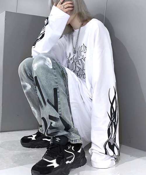 ディムモアール　骸骨プリント オーバーサイズTシャツ ディムモアール 骸骨プリント オーバーサイズTシャツ DimMoire