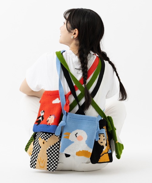 セール】ニットミニショルダーバッグ 22x17cm（ショルダーバッグ