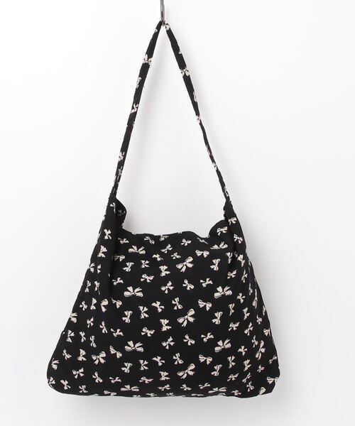 HIKA（ヒカ）の「【HIKA】花柄マルシェBAG（トートバッグ・レディース・ブラック・FREE）」の2枚目の写真