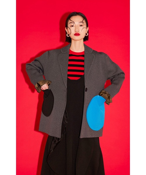 セール】RANDOM CIRCLE DOCKING KNIT JK（テーラードジャケット