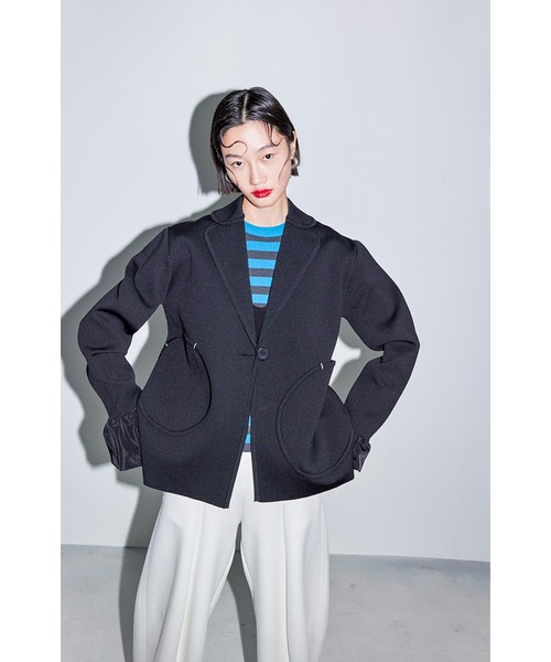 ジャケット・アウター OMMO RANDOM CIRCLE DOCKING KNIT JK セール】RANDOM CIRCLE DOCKING KNIT JK（テーラードジャケット