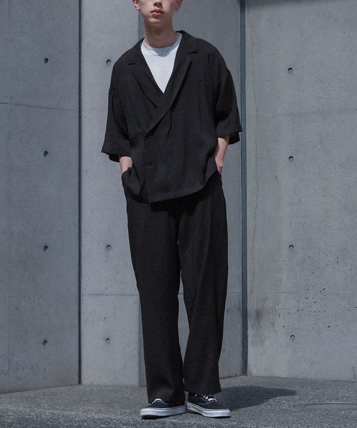 セットアップ 2点セット】『ダブルブレストシャツ＆ストレートパンツ
