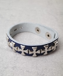 ブレスレット（ブルー・ネイビー/青色系・レザー・本革）ファッション