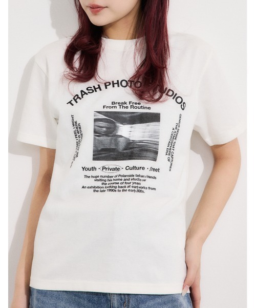 SLY(スライ)の「PHOTO LOGO 2SIZE T/SH フォト ロゴ 2サイズ Tシャツ 半袖 夏服(Tシャツ/カットソー・レディース・オレンジ/ホワイト/ブラック/杢グレー・1/2)」の5枚目の写真